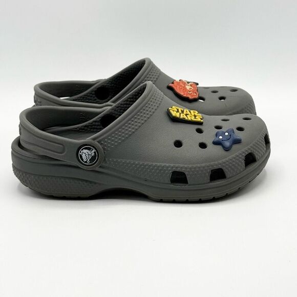 Crocs Gray Sandals with Misc Jibbitz - Big Kid C12 - Picture 2 of 9